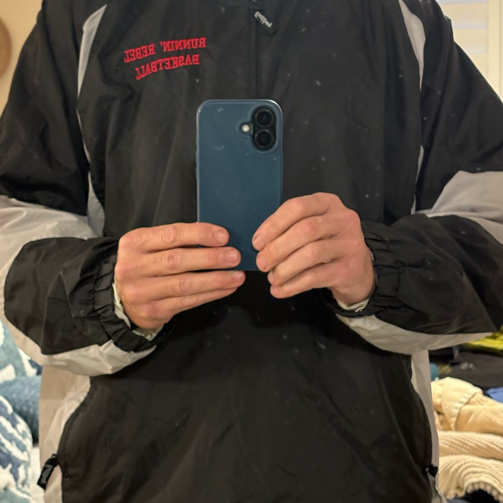 Vintage Eastbay Black and Gray Basketball Jacket